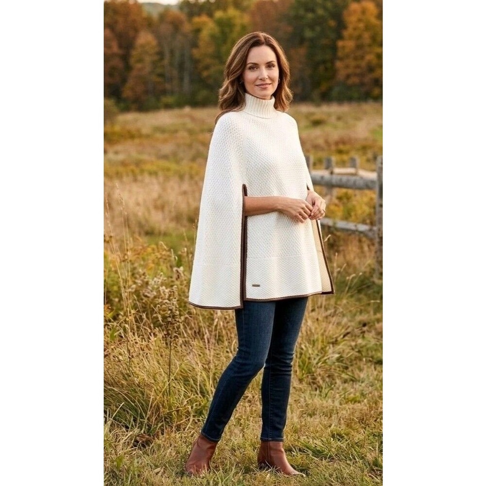 Lauren RalphLauren NWT Waffle Knit Turtleneck Poncho Cape Sweater Laine MSRP $98